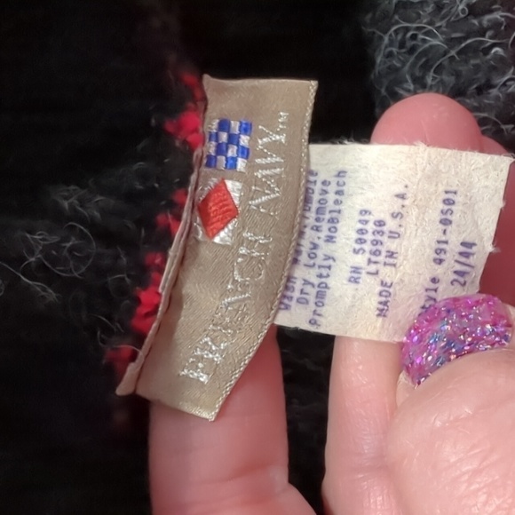 Vintage French Navy Womens Sweater Holiday Turtleneck Poinsettia Snowflake Large - Picture 5 of 7